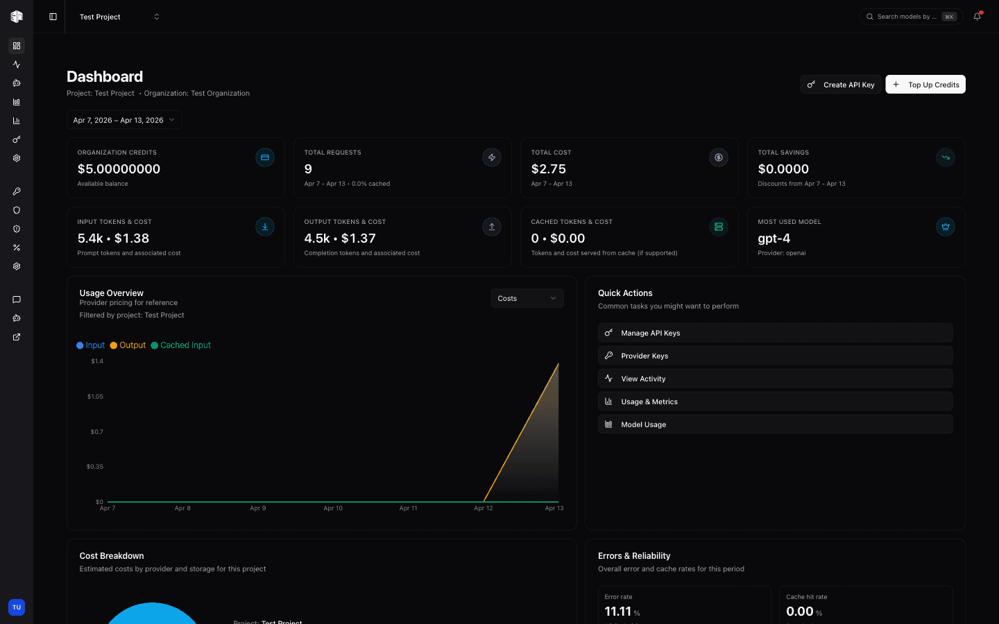 LLM Gateway Dashboard